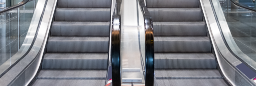 Escalators next to each other without people on them